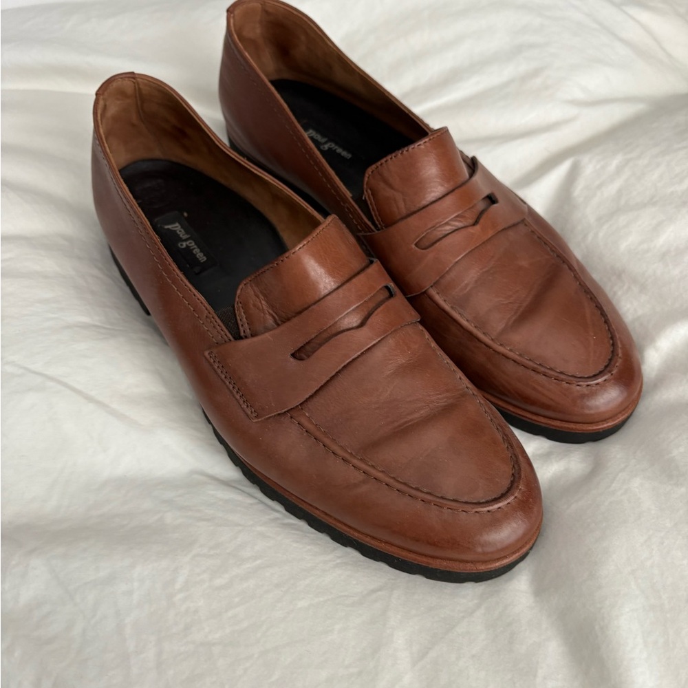 Paul Green Brown Leather Loafers